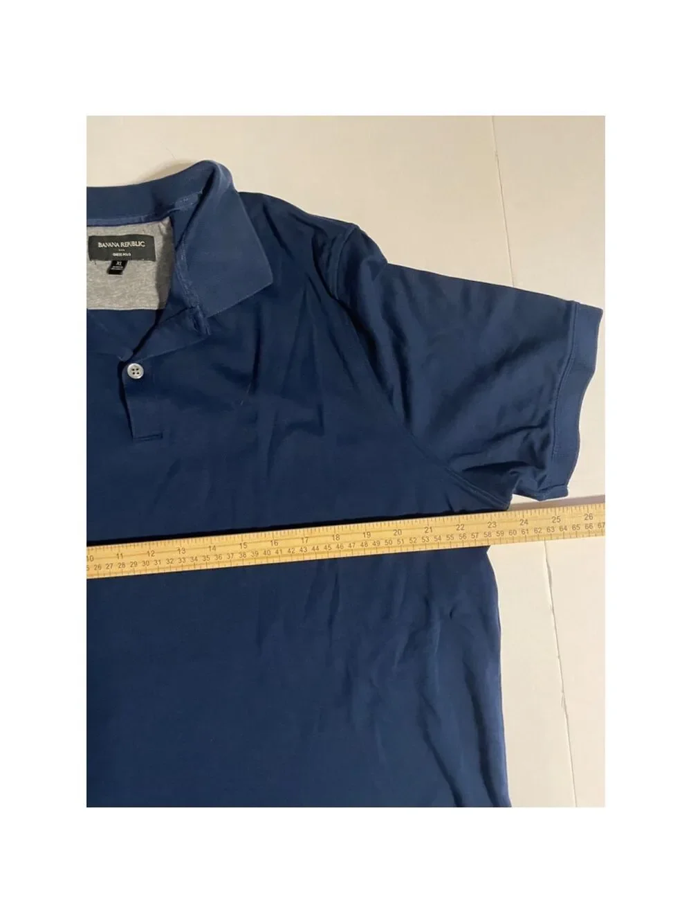 Men's Banana Republic Dress Polo Short Sleeve Shirt XL Navy Blue